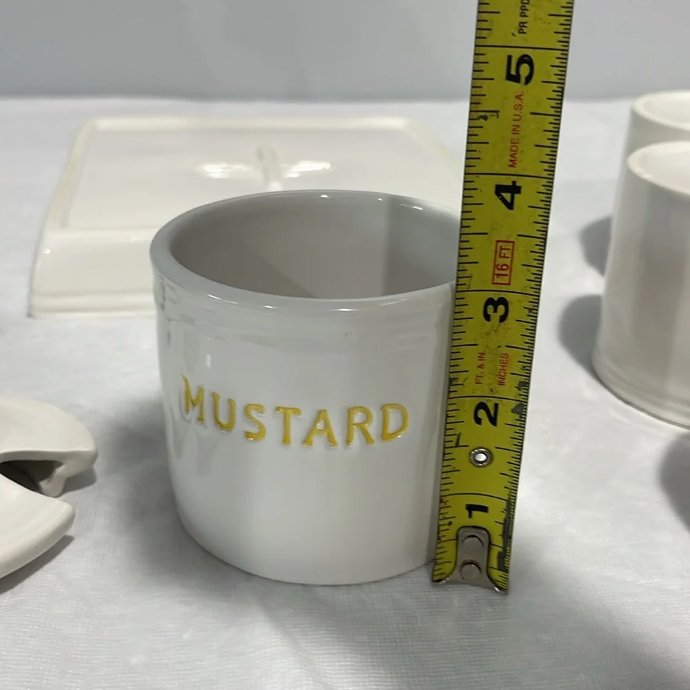 Williams-Sonoma BBQ Condiment Jar Set Ketchup Mustard Relish Mayo With Tray